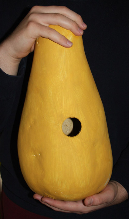 Antique gourd with ochre underpainting