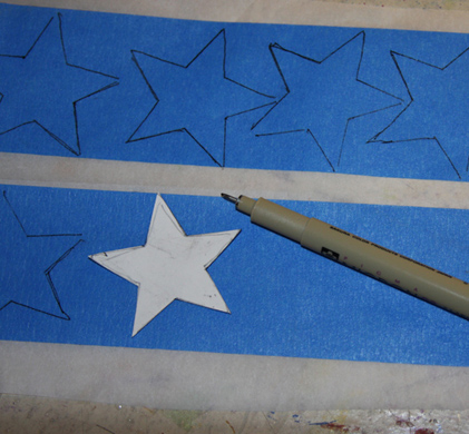 Make your own stickers from blue painter's tape