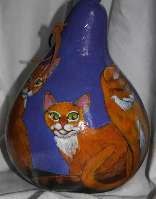 cat birdhouse gourd