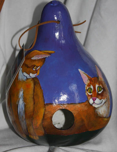 cat birdhouse gourd birdhouse