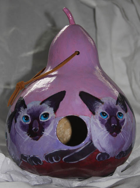 siamese cat birdhouse gourd
